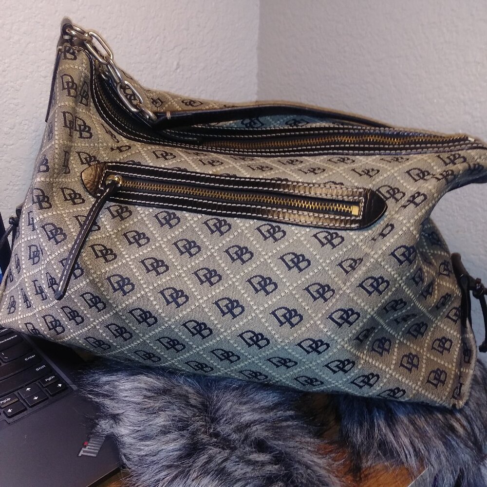 Dooney and Bourke Vintage Signature Canvas and Leather Satchel - Picture 2 of 14